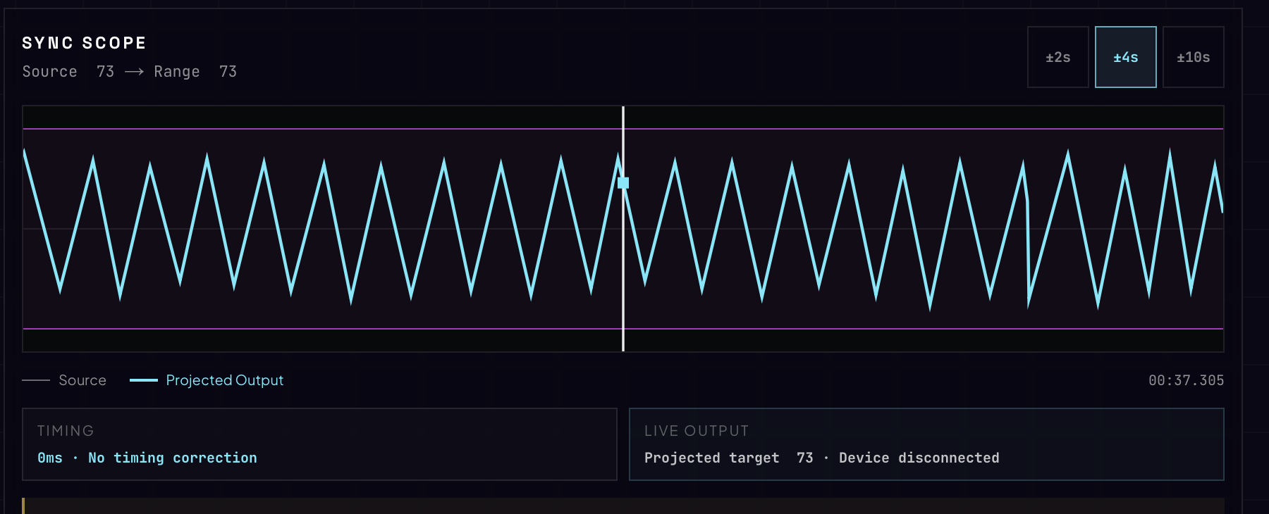The Sync Scope playing a script with no video attached