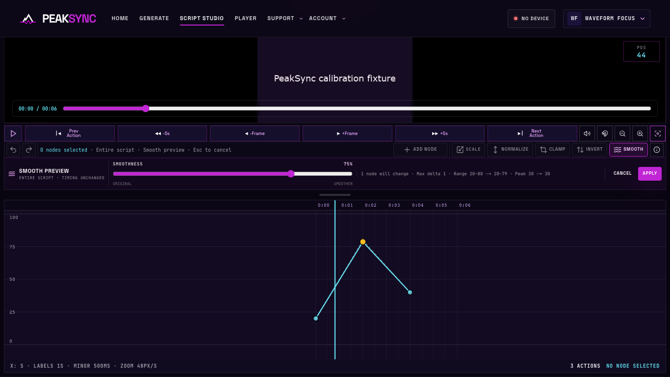 Adjusting continuous Smoothness and previewing the result before Apply
